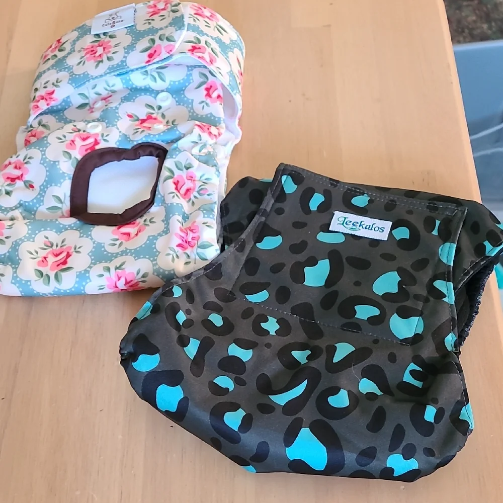 Floral and Leopard Dog Diaper
